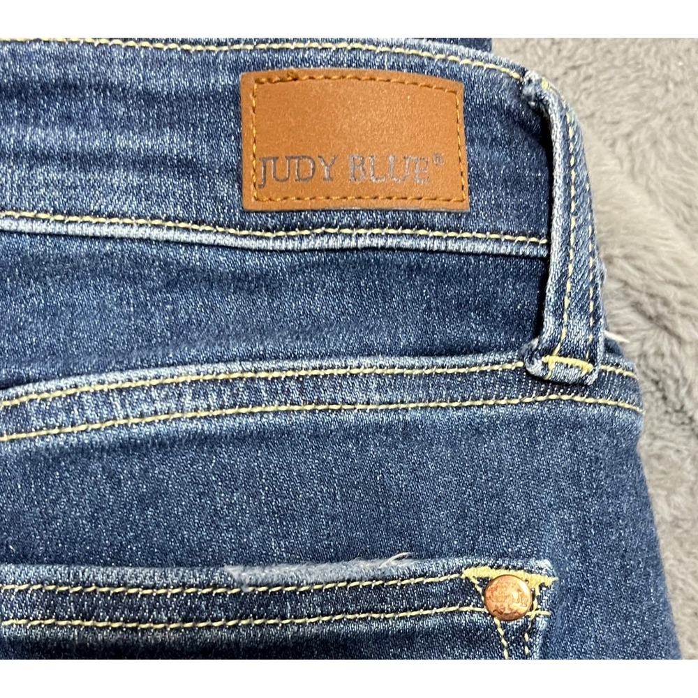 Judy Blue Skinny Fit Front Seam Jeans Medium Wash Slit Hem 9/29 - Picture 5 of 9